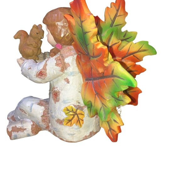 Fall Autumn Birch Tree Girl Angel Holding a Squirrel - Picture 4 of 12